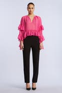 BCBGMAXAZRIA Ruffle Swing Top