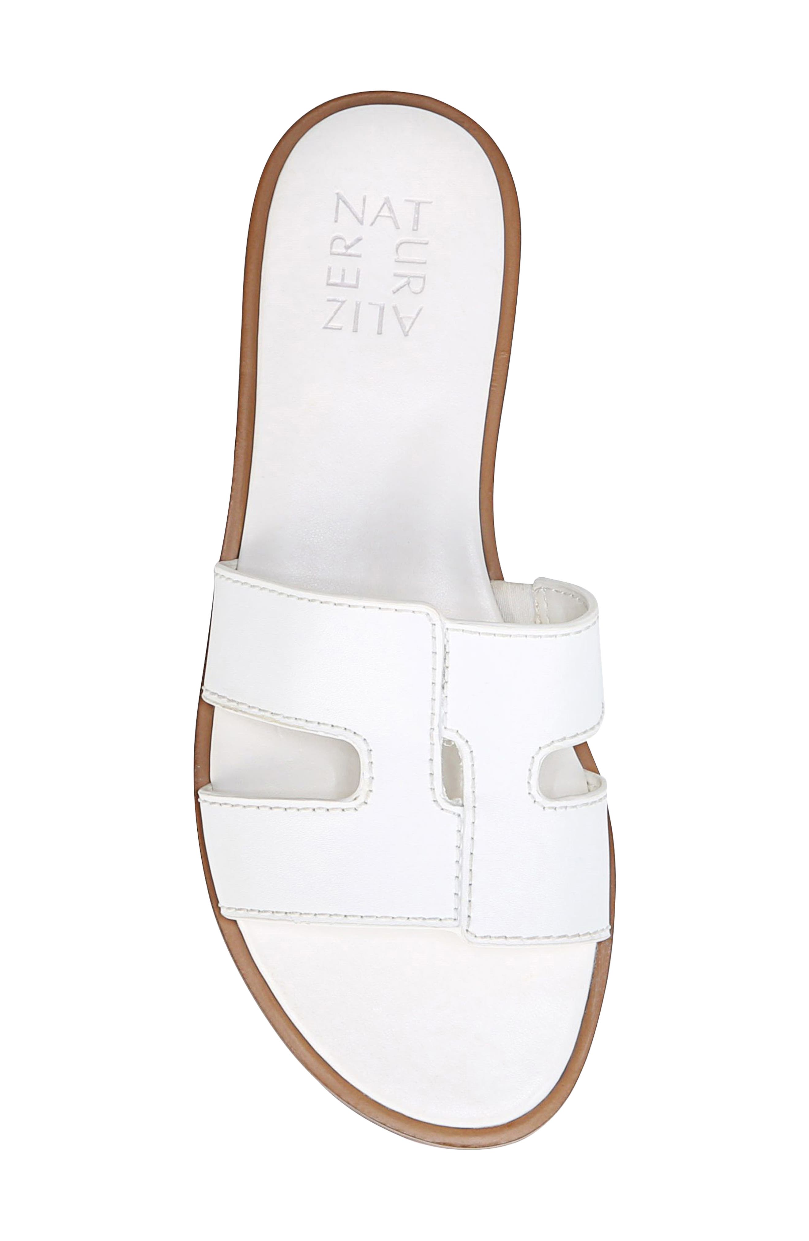 Fame Metallic Slide Sandal, Alternate, color, WHITE LEATHER