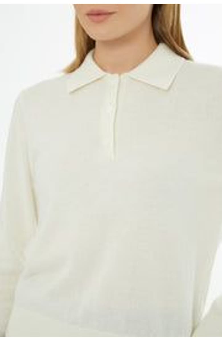 Gizia Shirt Collar Button-Front Wool Cashmere Knit Top, Alternate, color, Ecru