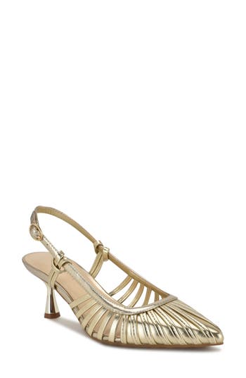 Nine West Resta Slingback Kitten Heel Pump In Gold