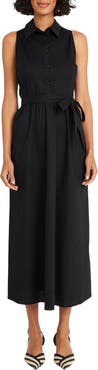 Maggy London Tie Waist Stretch Cotton Shirtdress