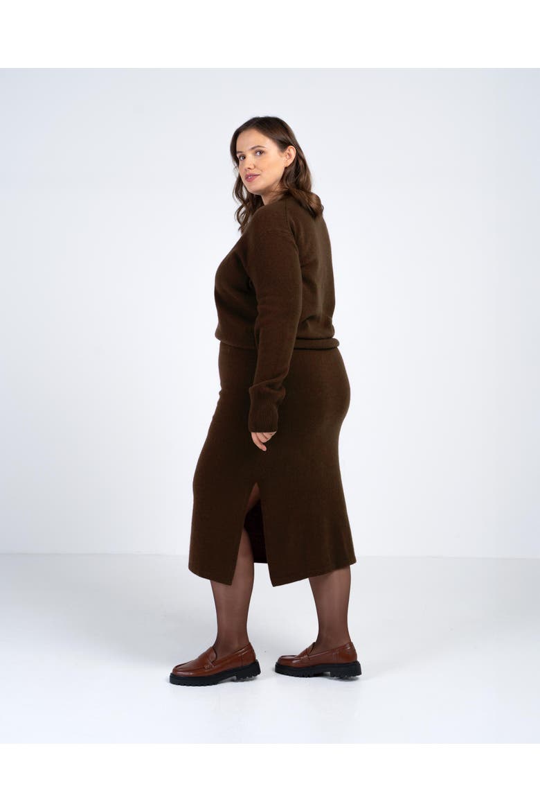 Josie Merino Knitted Midi Skirt, Alternate, color, Bitter Chocolate