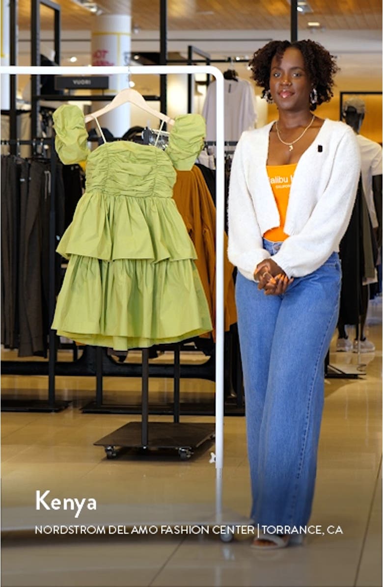 Ruched Tiered Off the Shoulder Minidress, sales video thumbnail