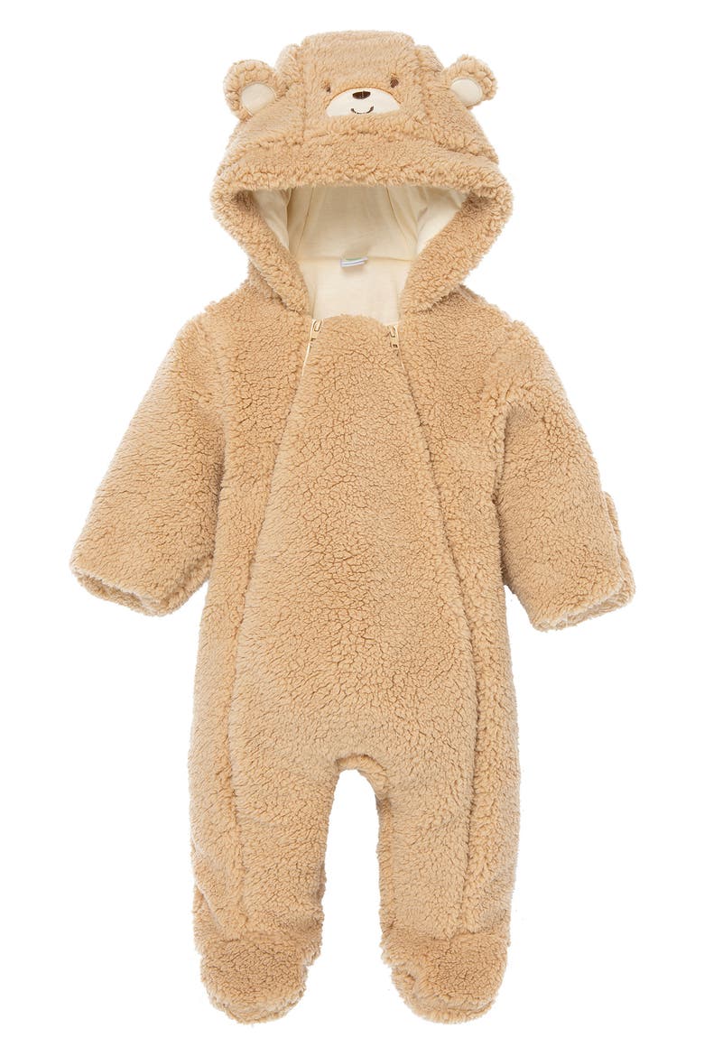 Kids' Faux Shearling Bear Pramsuit, Alternate, color, TAN