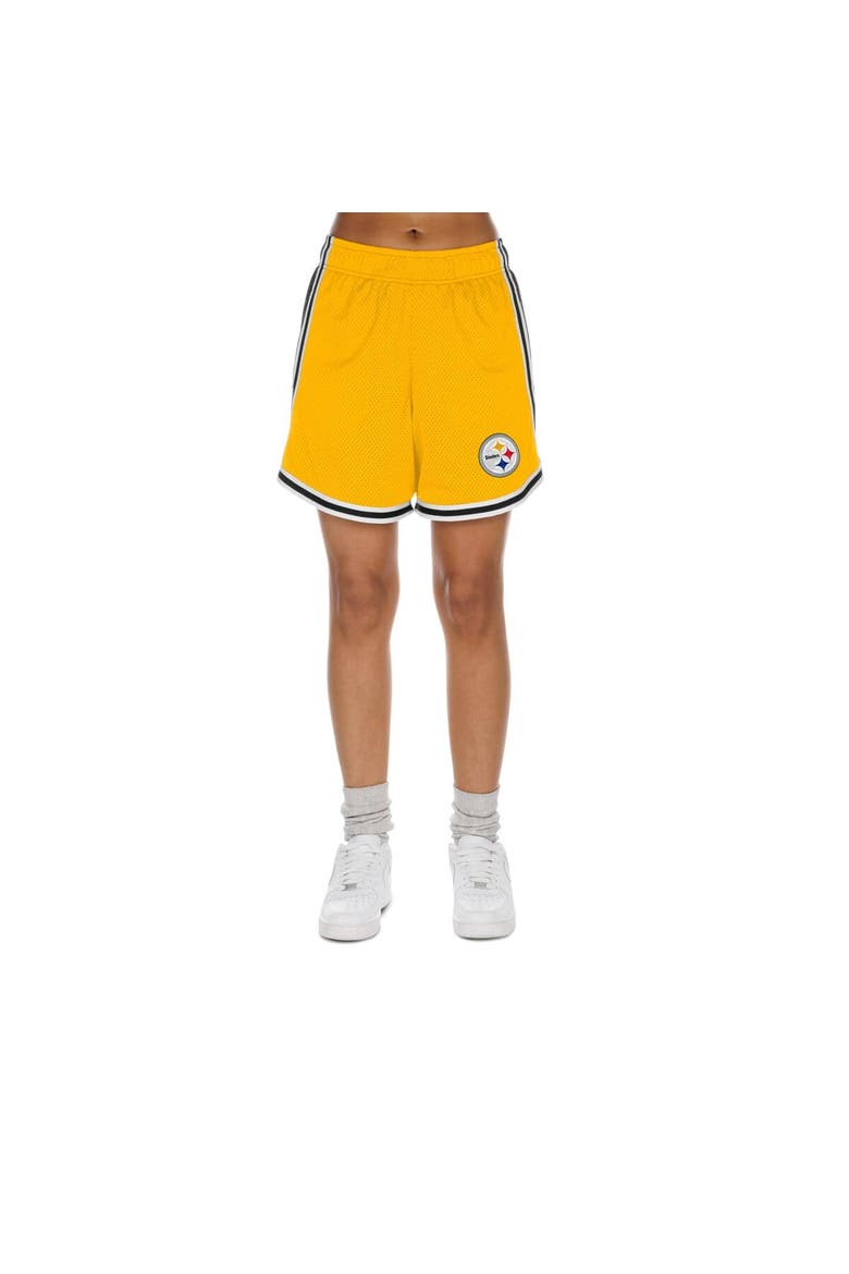 Women's New Era Gold/Black Pittsburgh Steelers Sport Classics Mesh Shorts, Alternate, color, Gold