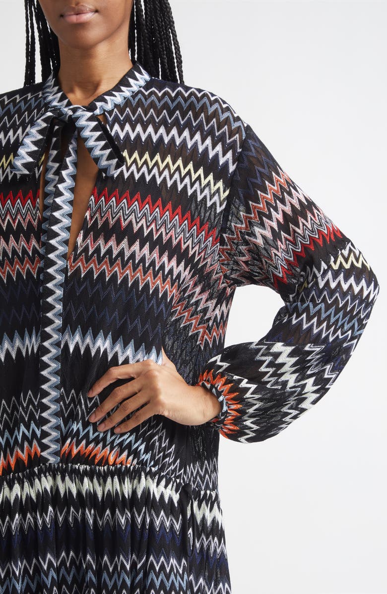Missoni Long Sleeve Zigzag Knit Minidress, Alternate, color, Multicolor W Black Bs