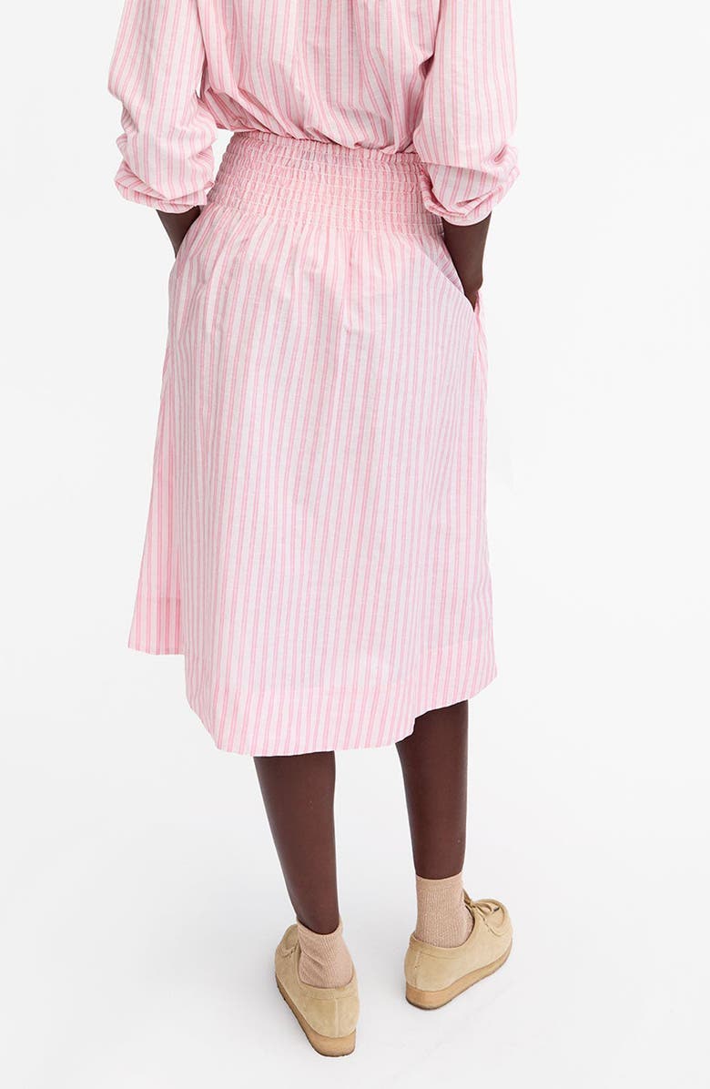 Clare V. Zoe Stripe Midi Skirt, Alternate, color, Peony