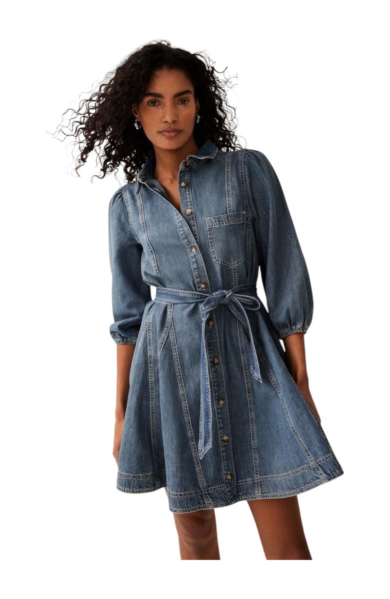 MINT VELVET Denim Mini Shirt Dress, Main, color, Blue