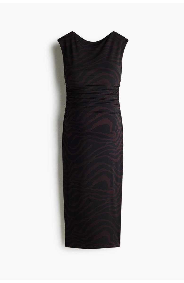 H&M Mama cap-sleeved dress, Main, color, Dark Brown/Zebra Print