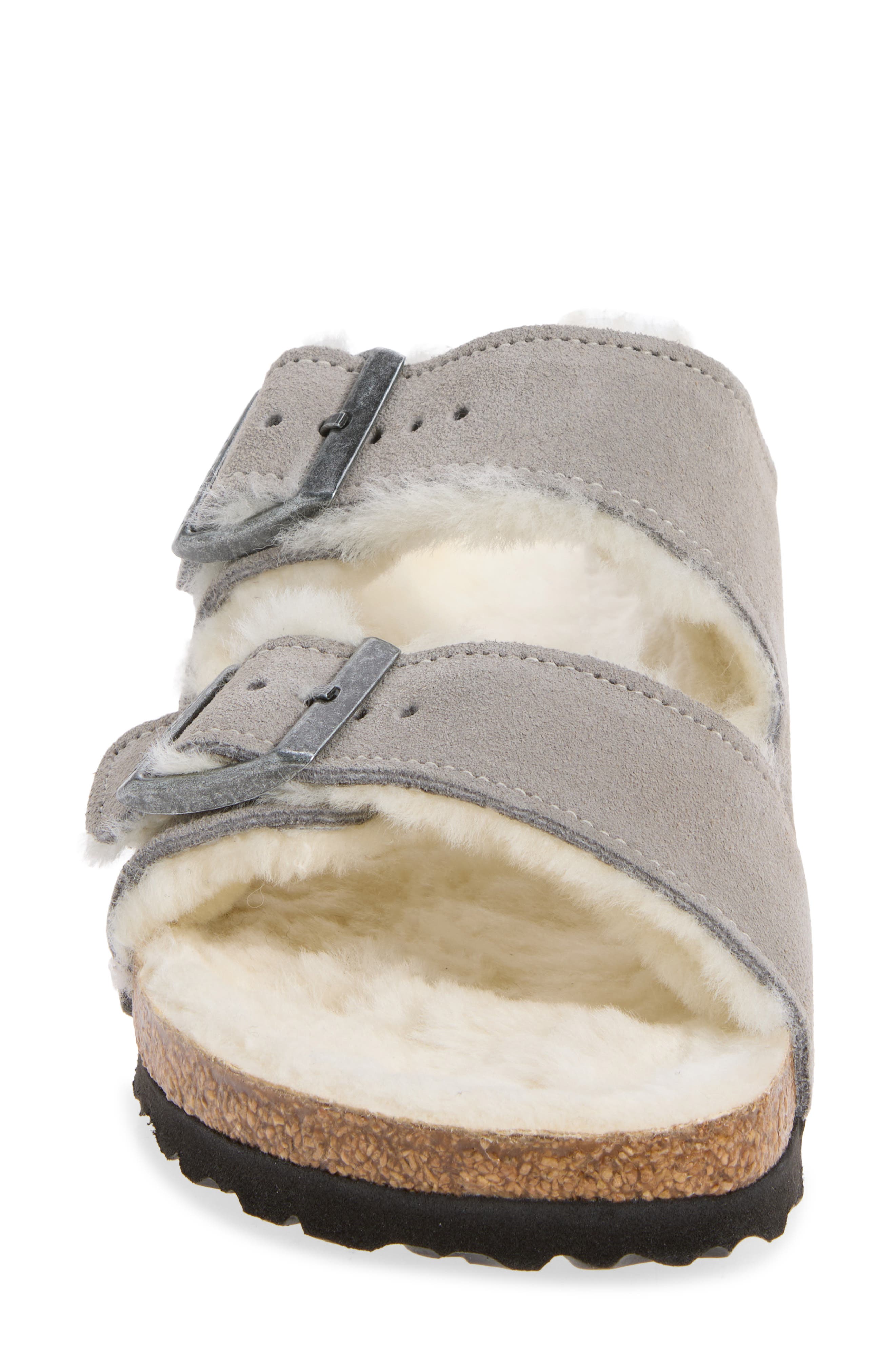 Arizona Genuine Shearling Slide Sandal, Alternate, color, DARK TEA