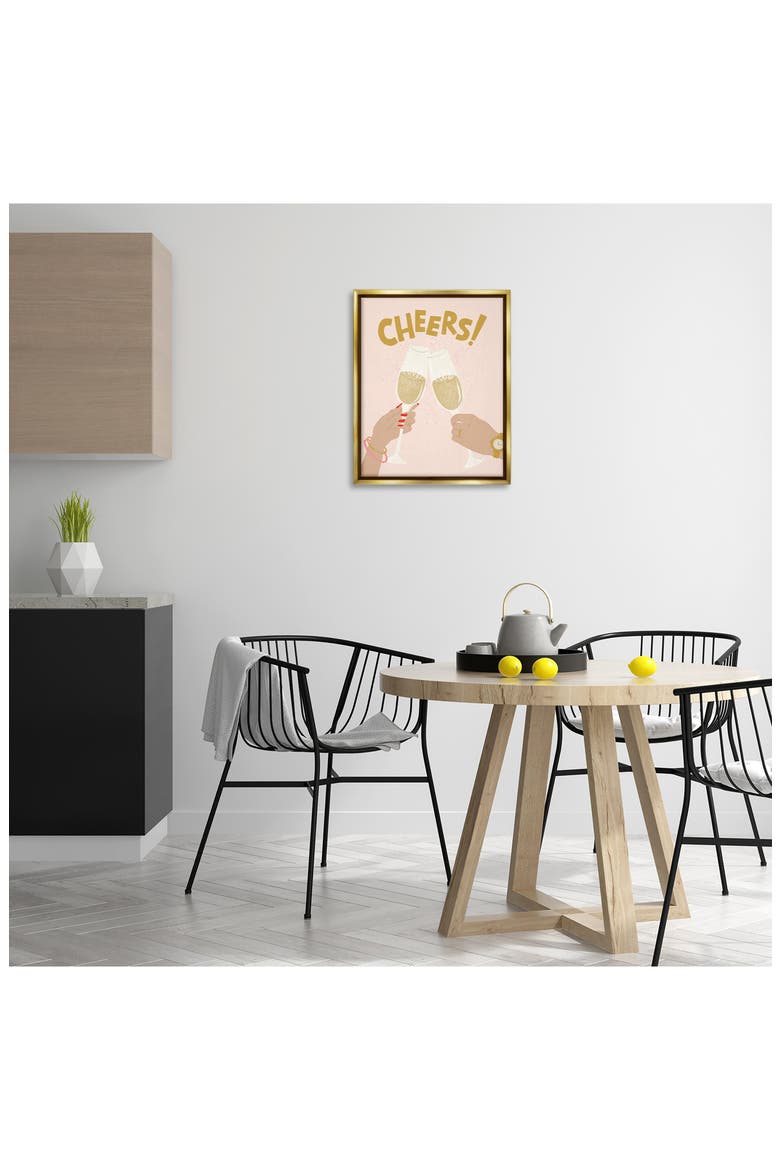 Celebration Cheers Drinks Framed Canvas Wall Art, Alternate, color, BEIGE