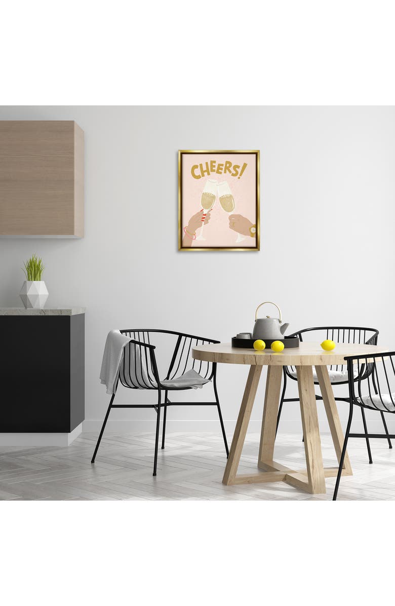 Stupell Industries Celebration Cheers Drinks Framed Canvas Wall Art, Alternate, color, Beige