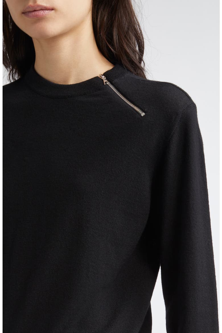 Bea Zip Virgin Wool Sweater, Alternate, color, BLACK