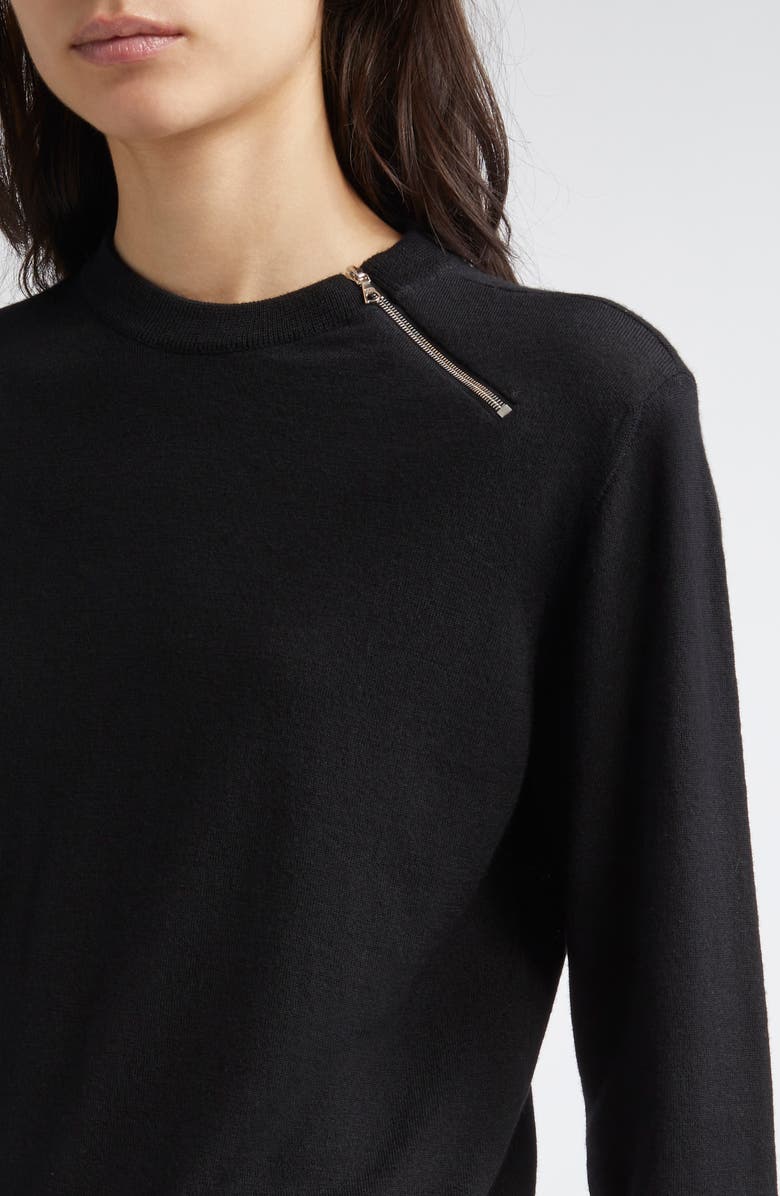 PARTOW Bea Zip Virgin Wool Sweater, Alternate, color, Black