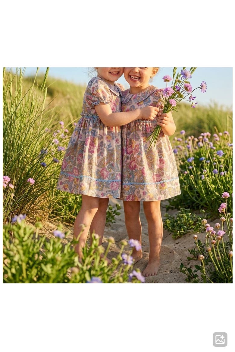 Mira Boho Floral Peter Pan Collar Dress, Alternate, color, IVORY/ PINK