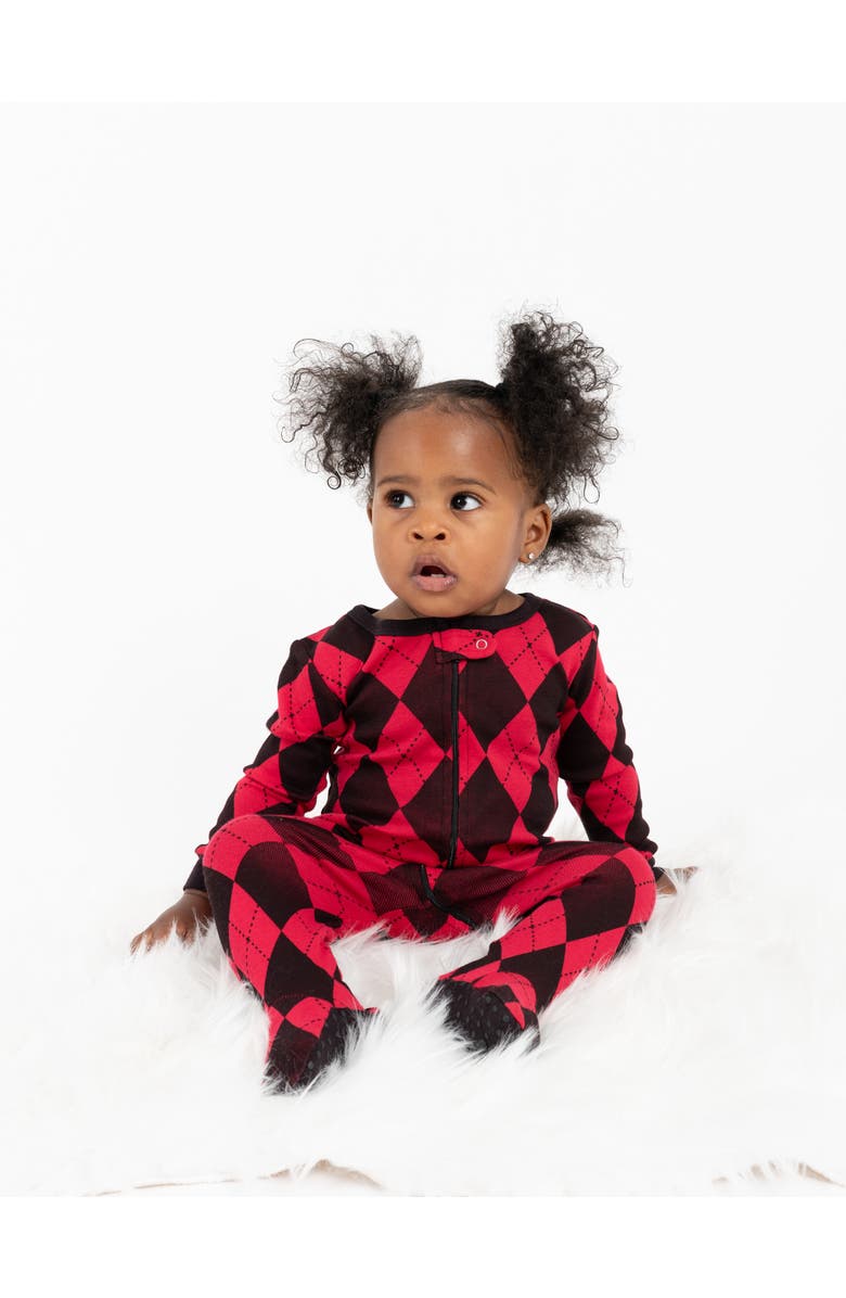 Leveret Kids Two-Piece Cotton Matching Family Holiday Pajamas, Argyles & Holiday Prints, Alternate, color, Argyle Black & Red