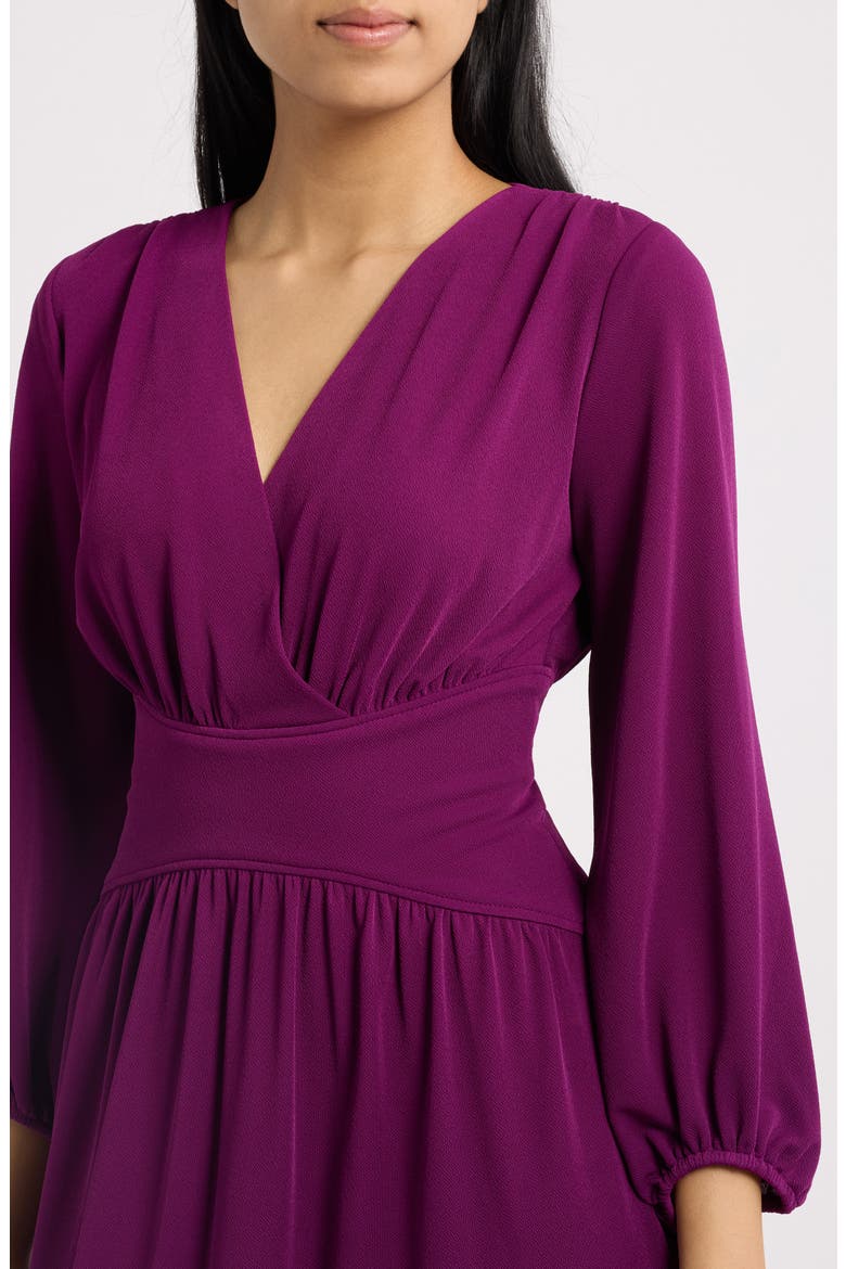 Blouson Long Sleeve Fit & Flare Midi Dress, Alternate, color, BEET