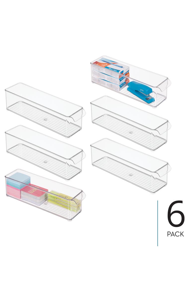Basic Stackable Fridge Storage Bin with Handle, Set of 6, Clear, Made in USA, Alternate, color, Clear