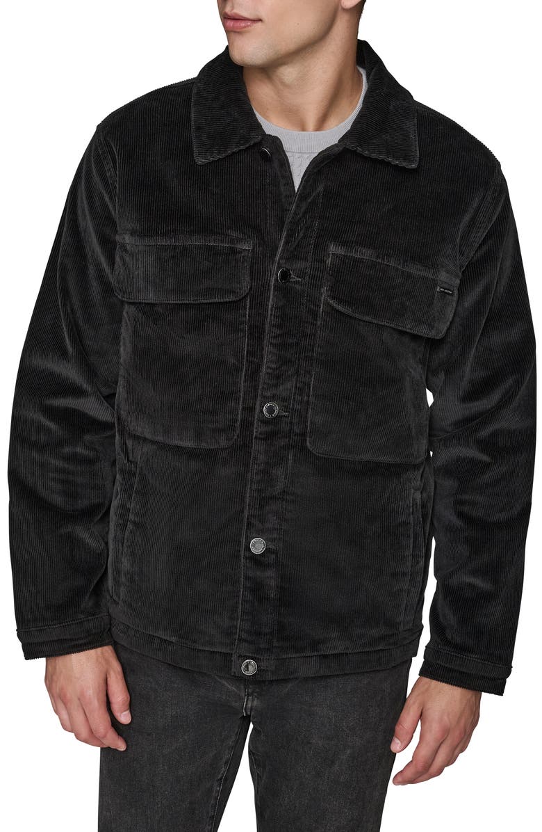 KARL LAGERFELD Corduroy Shirt Jacket, Main, color, Black