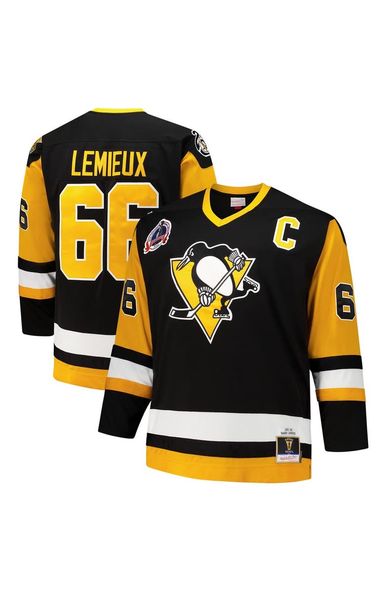 Mitchell & Ness Men's Mitchell & Ness Mario Lemieux Black Pittsburgh Penguins Big & Tall 1991/92 Blue Line 2.0 Jersey, Main, color, Black