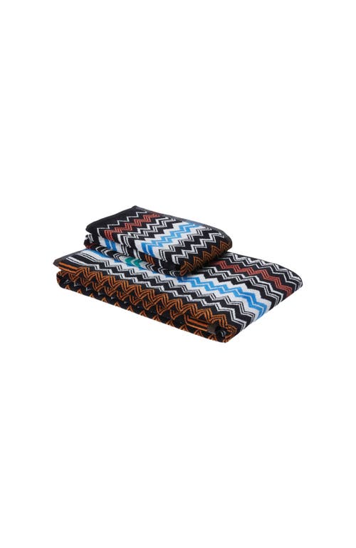 Missoni Home Neoclassic 2-piece Bath Towel Set In Cotton Terry With Zigzag Pattern In Black