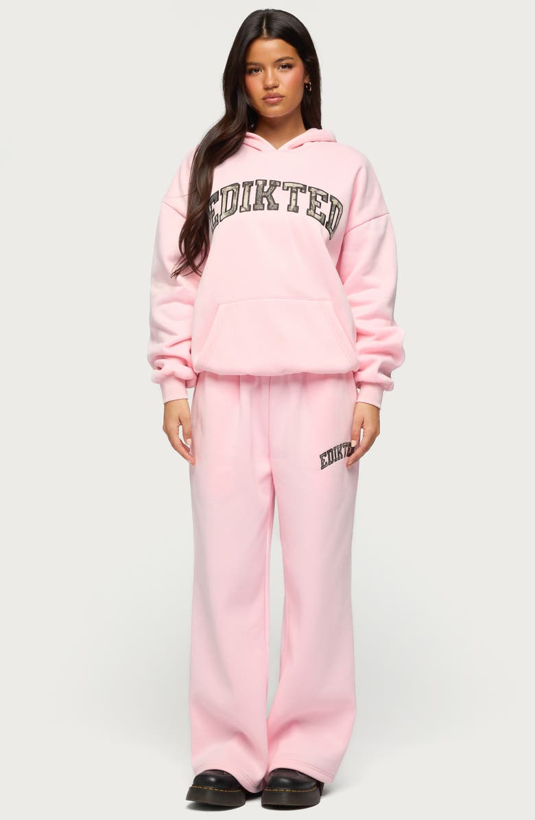 EDIKTED Camo Crush Oversize Fleece Logo Hoodie, Alternate, color, Light-Pink