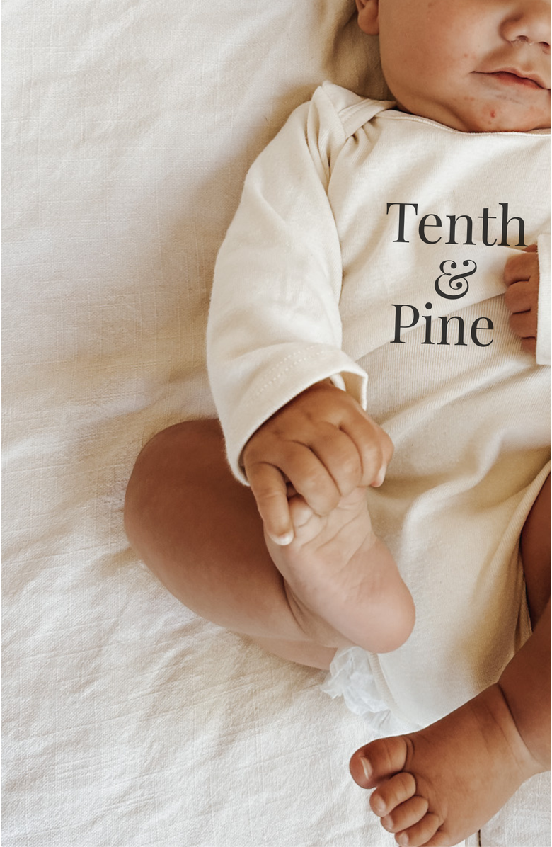 Tenth & Pine Reindeer - Organic Long Sleeve Baby Bodysuit, Alternate, color, Natural Red Lettering