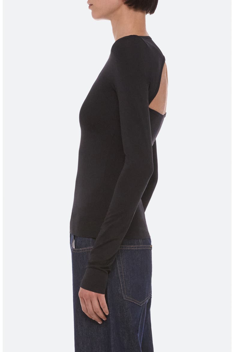 Asymmetrical Cutout Long Sleeve T-Shirt, Alternate, color, BLACK