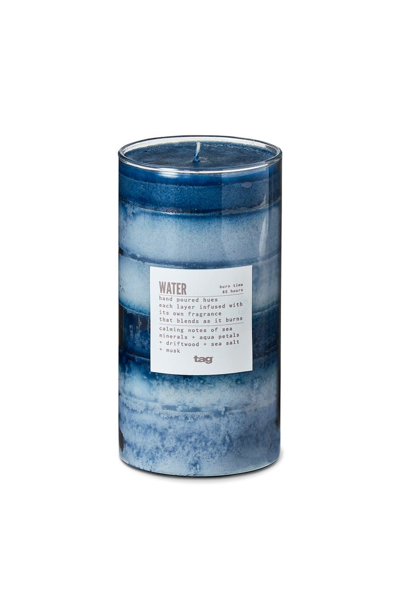 tag Water Themed Scented Paraffin Wax Pillar Candle Large Blue, Main, color, Blue