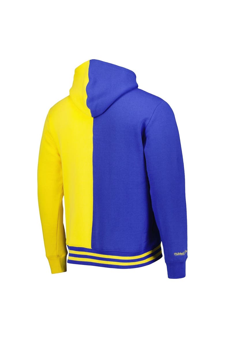 Men's Mitchell & Ness Royal/Gold Golden State Warriors Hardwood Classics Split Pullover Hoodie, Alternate, color, Royal