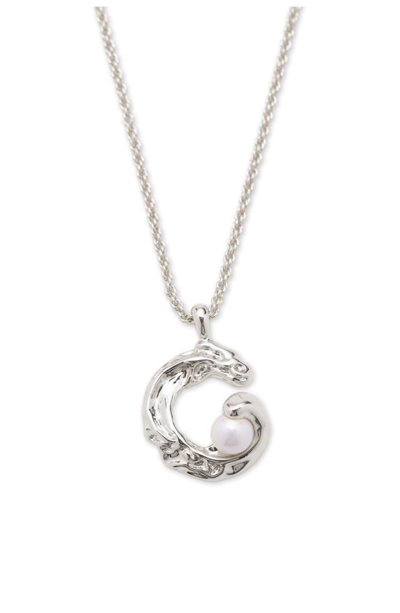 Classicharms Nicole Molten C Hoop Pendant Necklace, Main, color, Silver