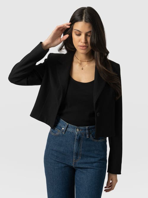 Saint And Sofia Saint + Sofia Astrid Cropped Blazer In Burgundy