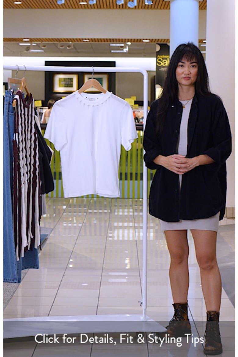 Mattea Faux Pearl Trim Pima Cotton T-Shirt video