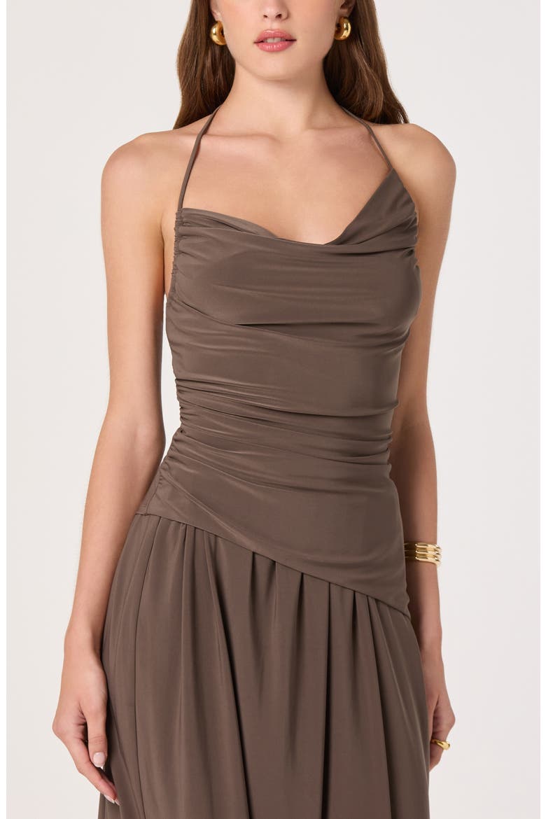 Savannah Ruched Cowl Neck Halter Top, Main, color, MUSHROOM