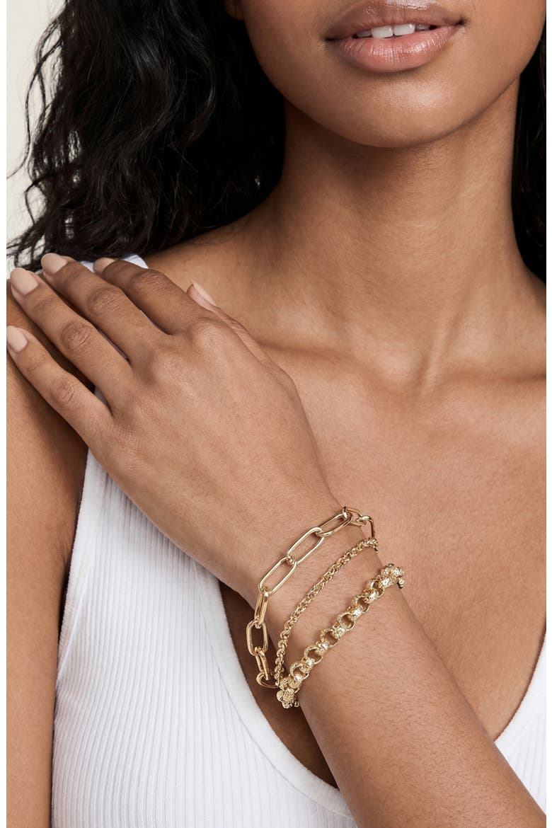 Chunky Layered Chain Bracelet, Alternate, color, GOLD