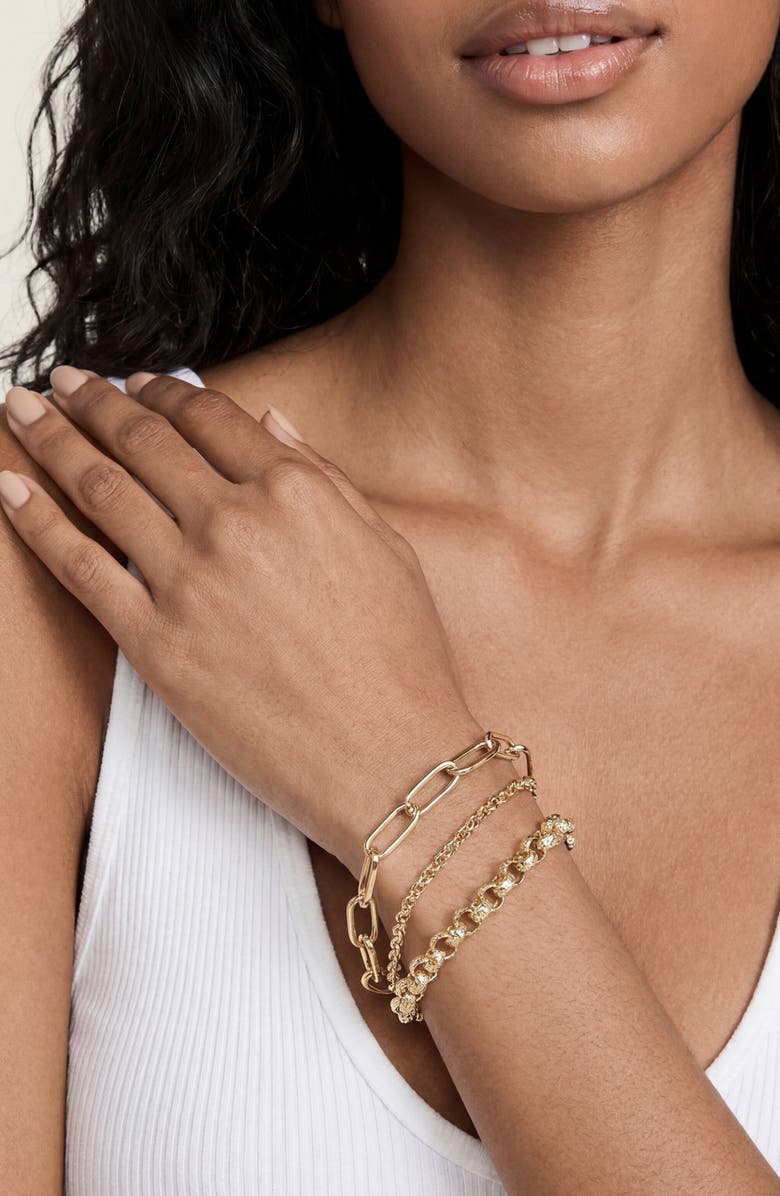 Ettika Chunky Layered Chain Bracelet, Alternate, color, Gold