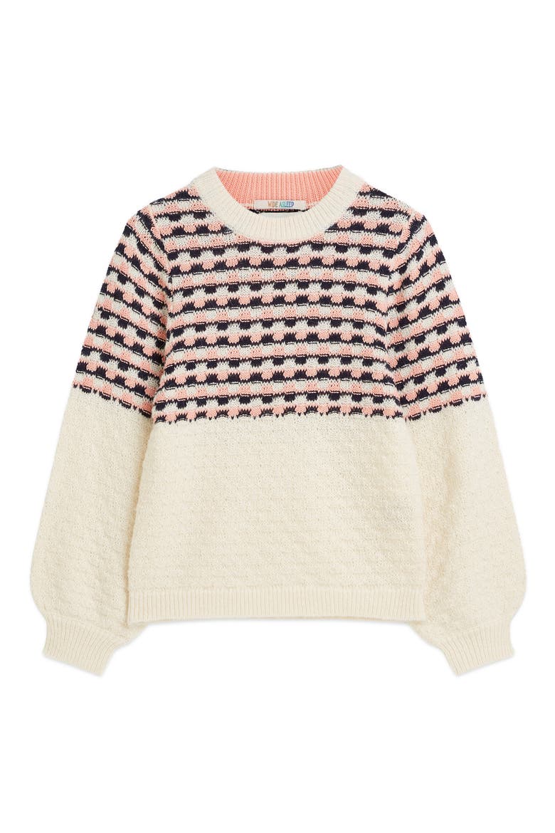 Kids' Color Block Crewneck Pullover, Main, color, EGGNOG MULTICOLOR