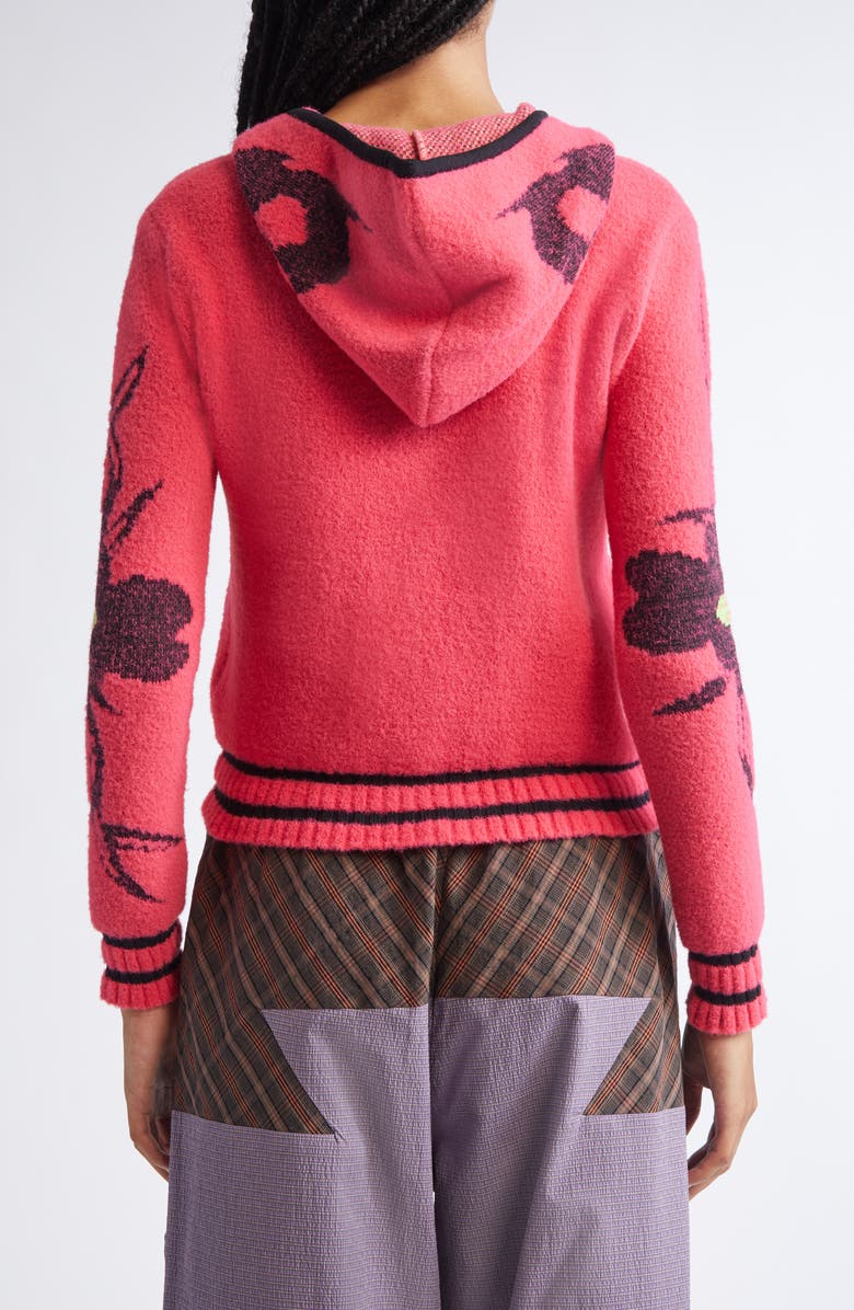 Chopova Lowena My Name is Tiny Jacquard Hooded Zip Cardigan, Alternate, color, Red Multi