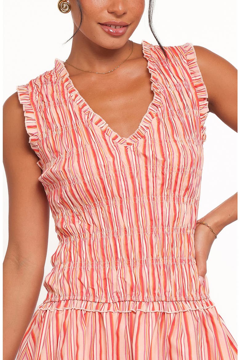 Leabrook Stripe Smocked Minidress, Alternate, color, PEACH STRIPE