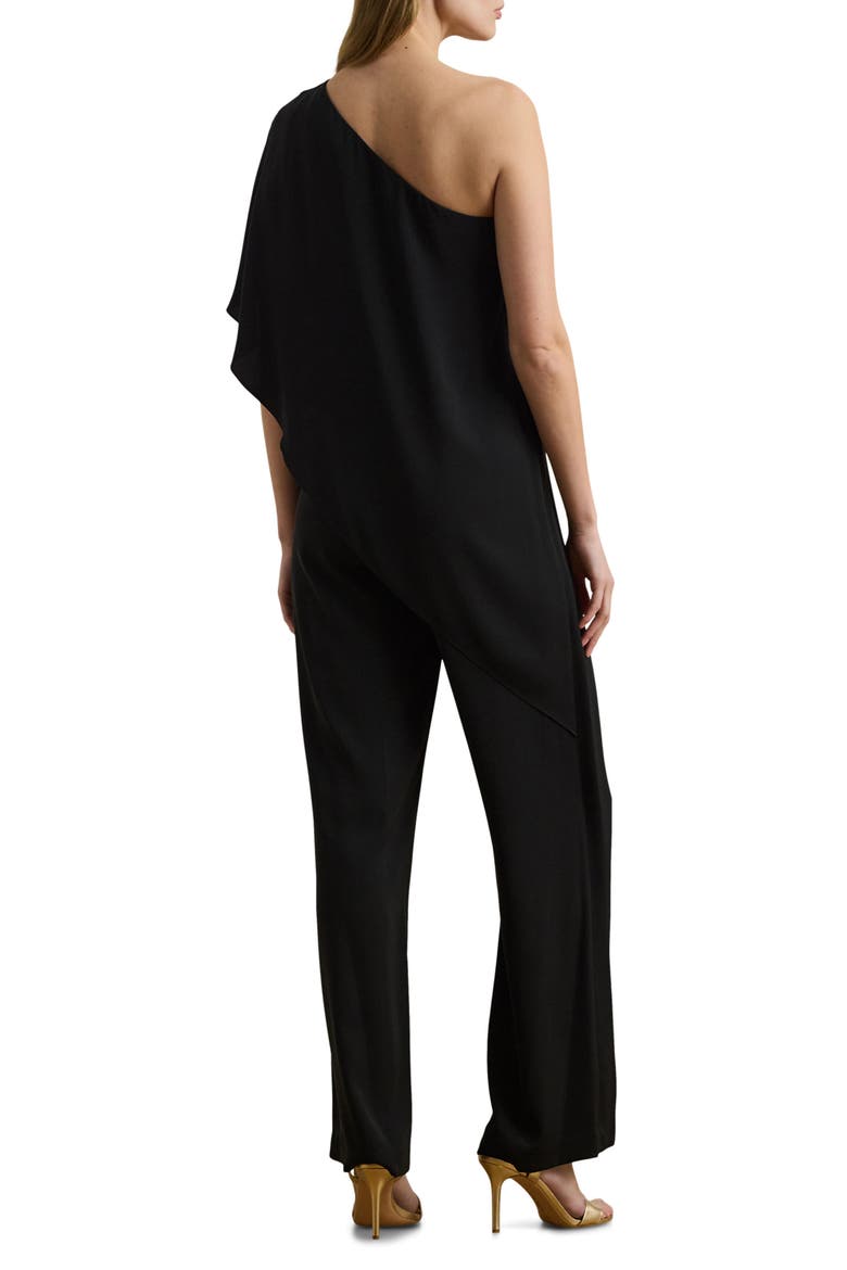 April One-Shoulder Georgette Jumpsuit, Alternate, color, BLACK