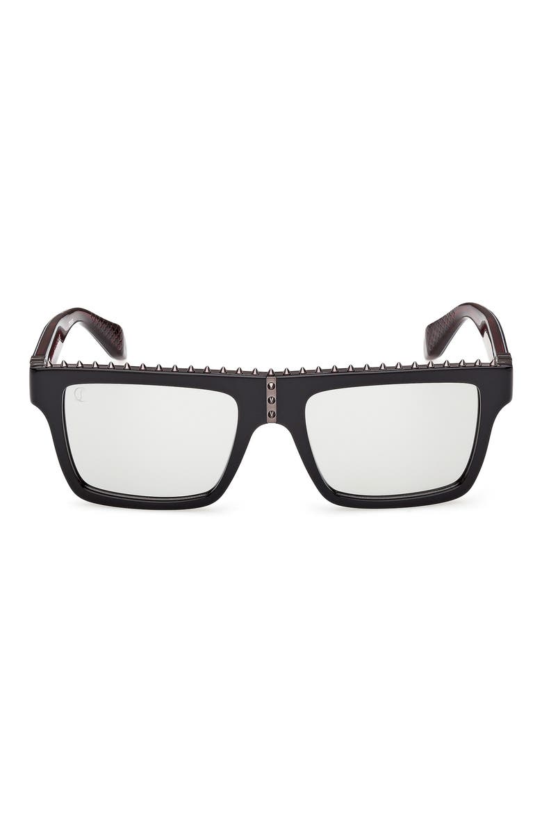 56mm Rectangular Sunglasses, Main, color, BLACK OUTSIDE/ RED GUNMETAL