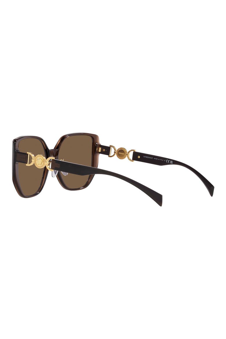 58mm Irregular Sunglasses, Alternate, color, TRANSPARENT BROWN / DARK BROWN