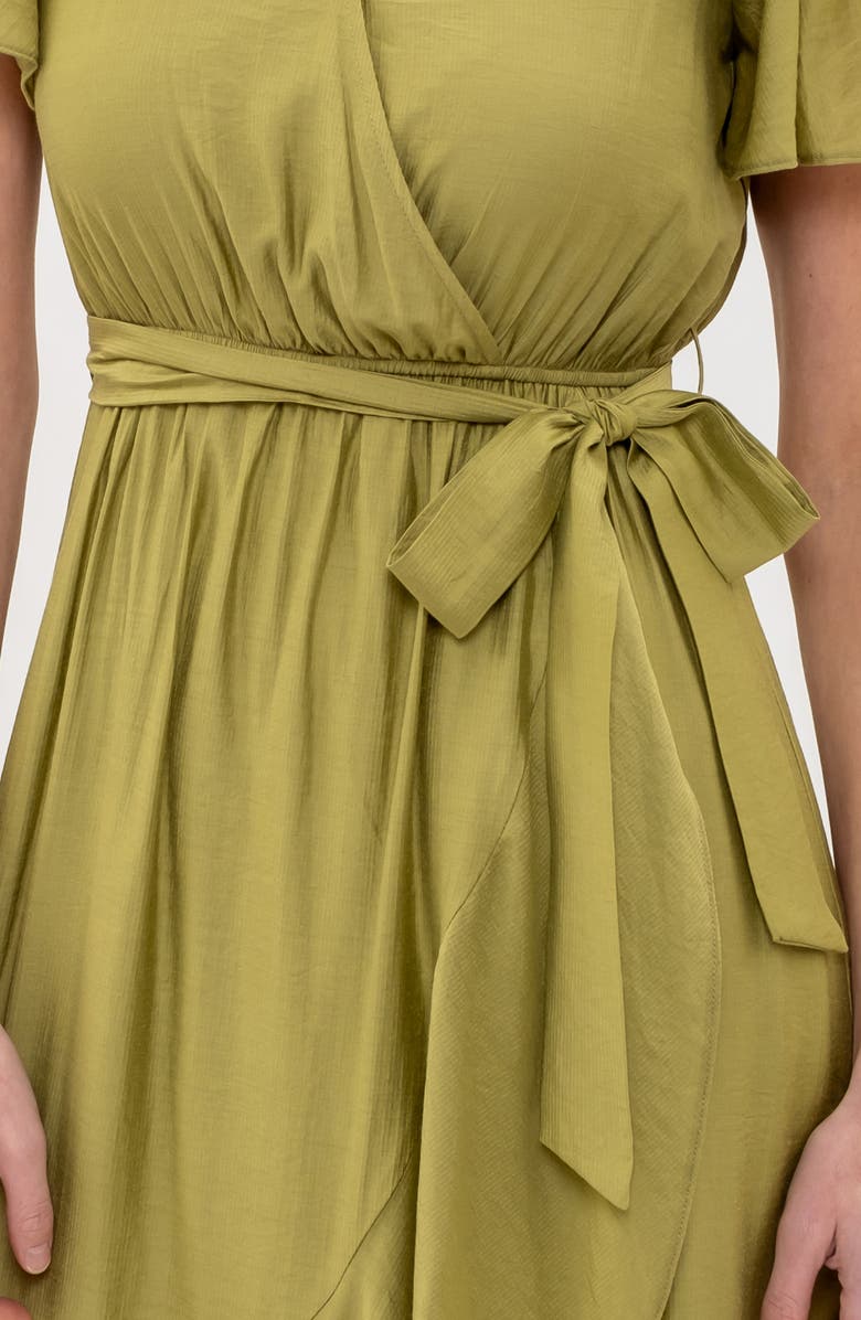 AUGUST SKY Faux Wrap Midi Dress, Alternate, color, Olive