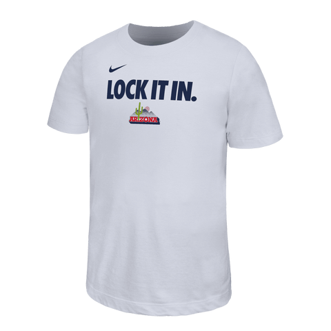 Youth Nike White Arizona Wildcats 2026 On-Court Bench Legend Dri-FIT T-Shirt