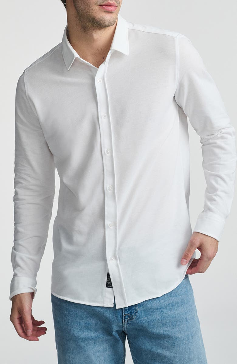 Mavi Jeans Piqué Button-Up Shirt, Main, color, White