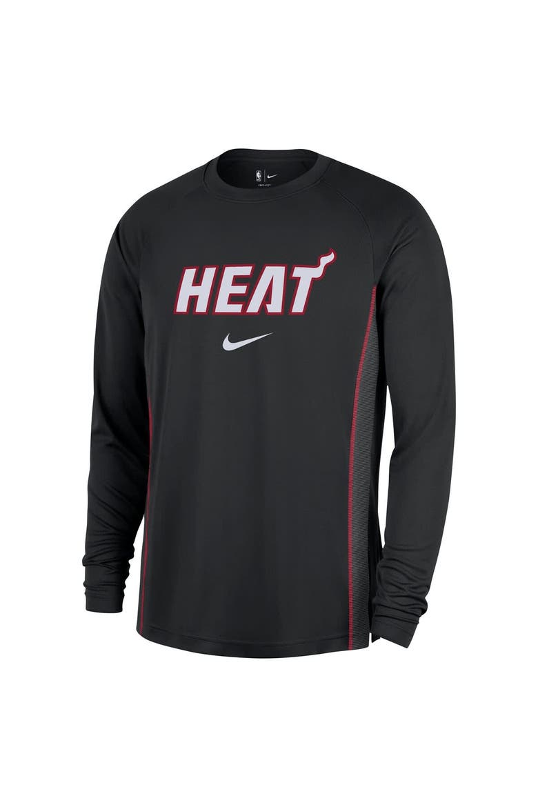 Men's Nike Black Miami Heat 2025/26 Authentic Pre-Game Legend Dri-FIT Long Sleeve Shooting Shirt, Alternate, color, Black