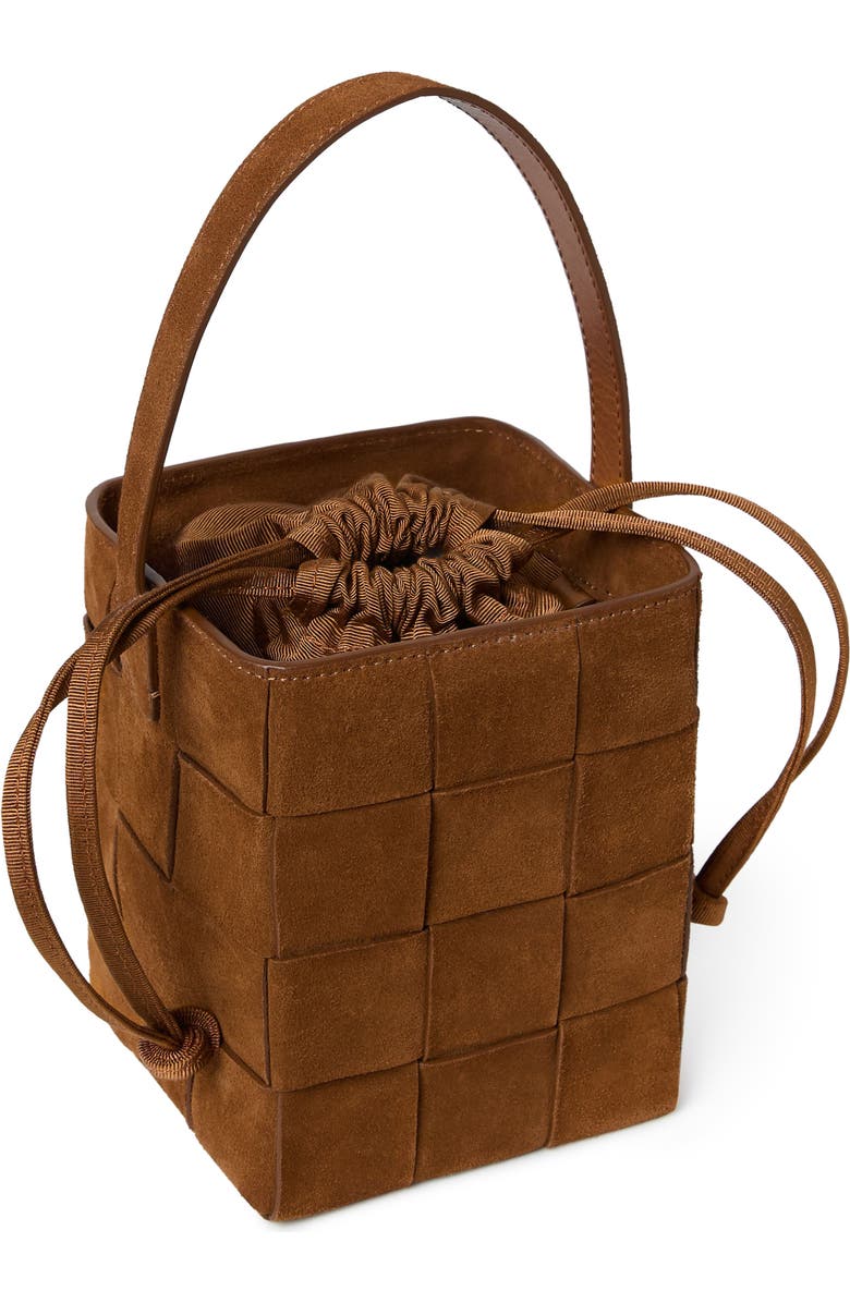 Loeffler Randall Laithe Wide Woven Bucket Bag, Alternate, color, Cacao