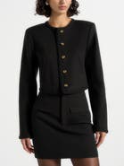 Manière De Voir Madeline Cropped Tailored Jacket With Braided Trim