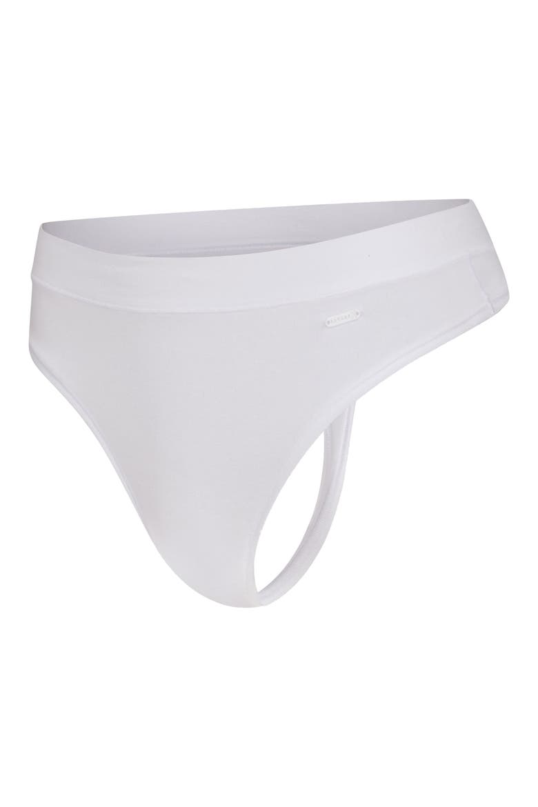 Stretch Cotton Essentials Thong, Alternate, color, ANGEL WHITE