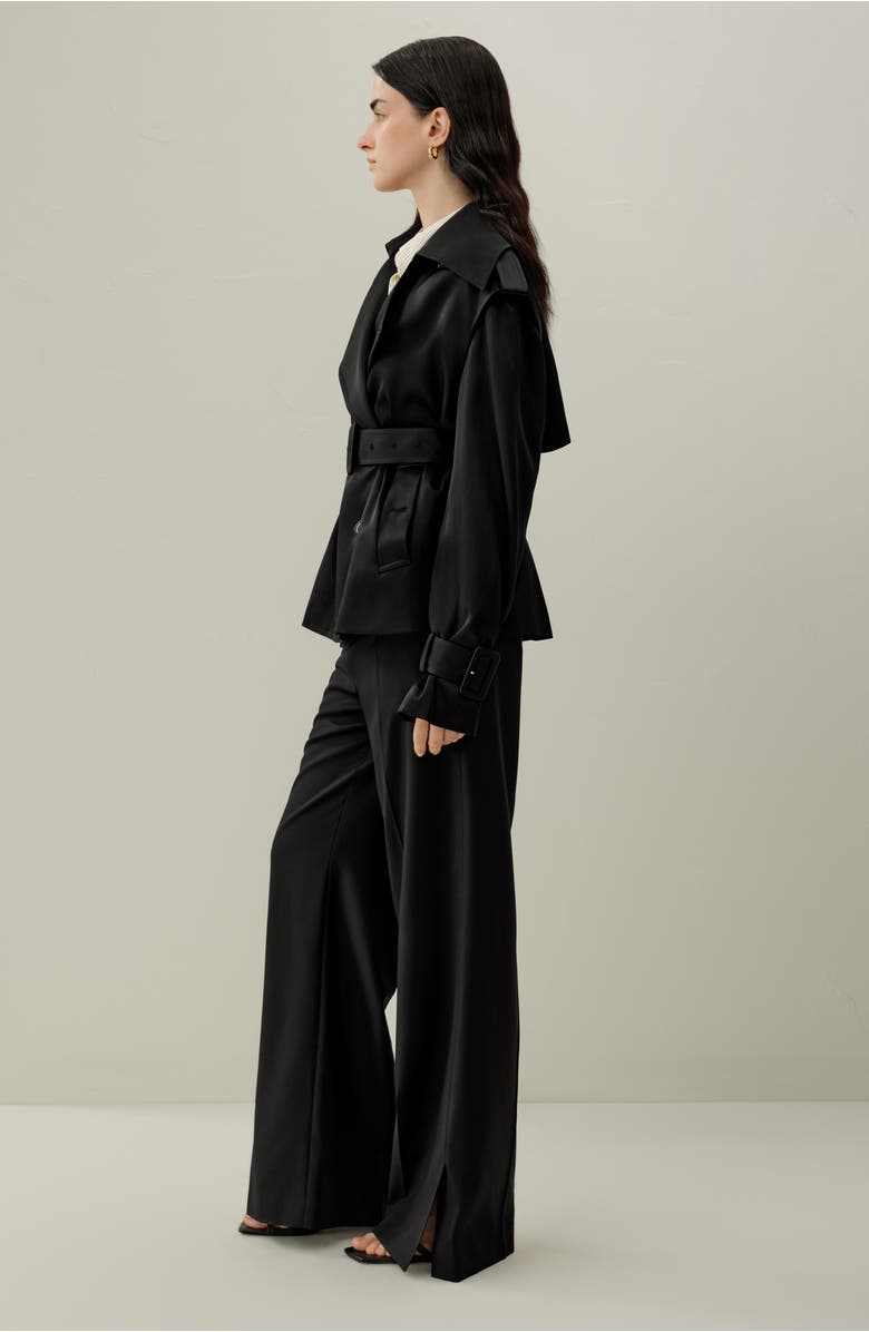 Lilysilk Serica Short Trench, Alternate, color, Black